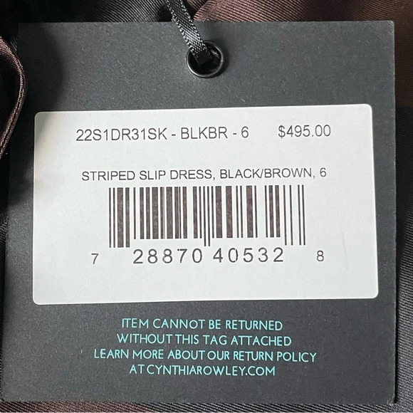 New! Cynthia Rowley Olivia striped slip midi Dress black brown nwt 18421 - Picture 9 of 11